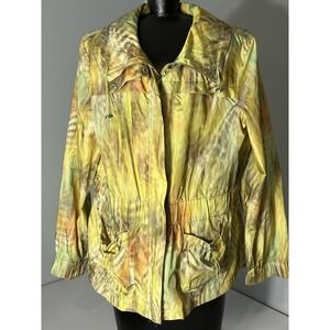 Abbie Mags Lightweight Jacket Windbreaker Womens Large Drawstrings‎ FALL COLORS!